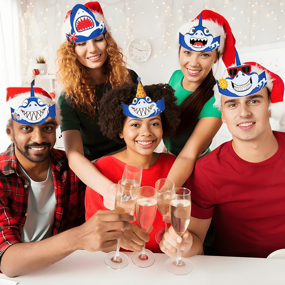 9pcs of Cartoon Shark Hats, Party Hats Decorations, Party Decoration Supplies
