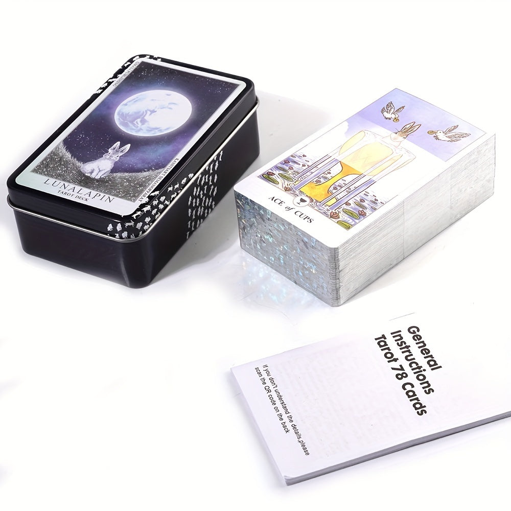 Lunalapin Tarot Cards In Tin Box Gilded Edge Tarot Deck For Fortune Telling Divination Board Game Cards