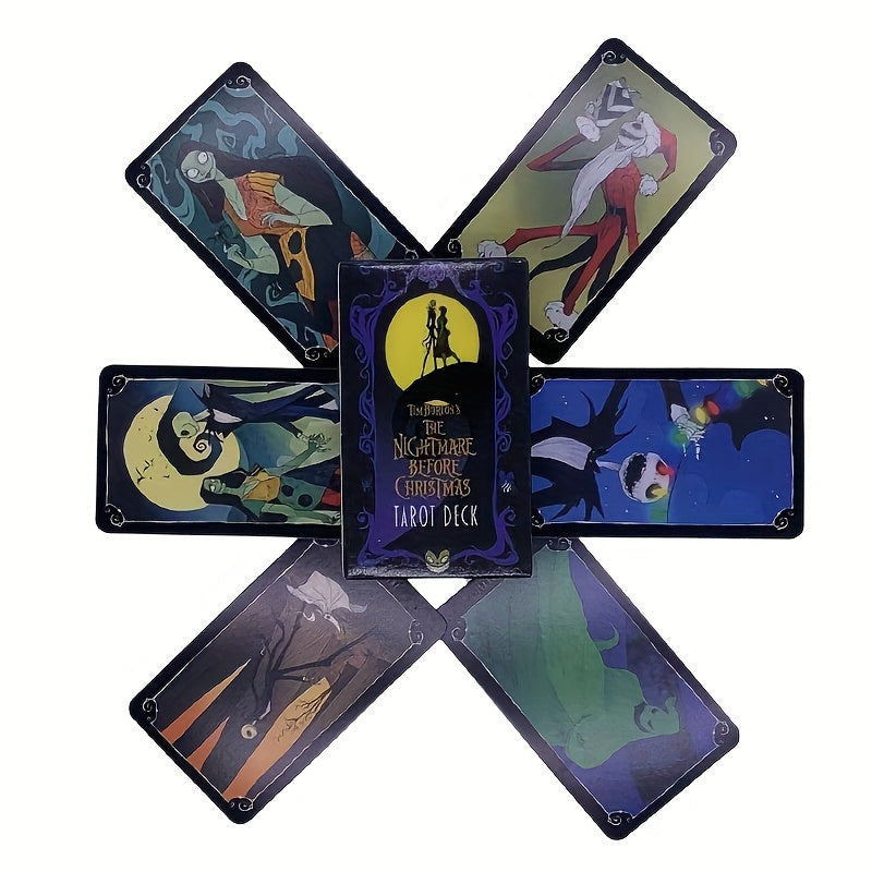 Disney Christmas Horror Night Skull Jack & Sally Tarot Card Party Gift Card for Valentine'S Day, New Year, and Birthday Party Events, Beginner Divination Tarot Card Game Card Set Party Gifts