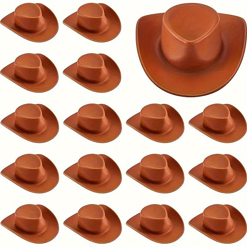 20pcs, Plastic Mini Cowboy Cowgirl Hat For Crafts, Miniature Western Cowgirl Hats, Tiny Dress Hat For Party Decoration