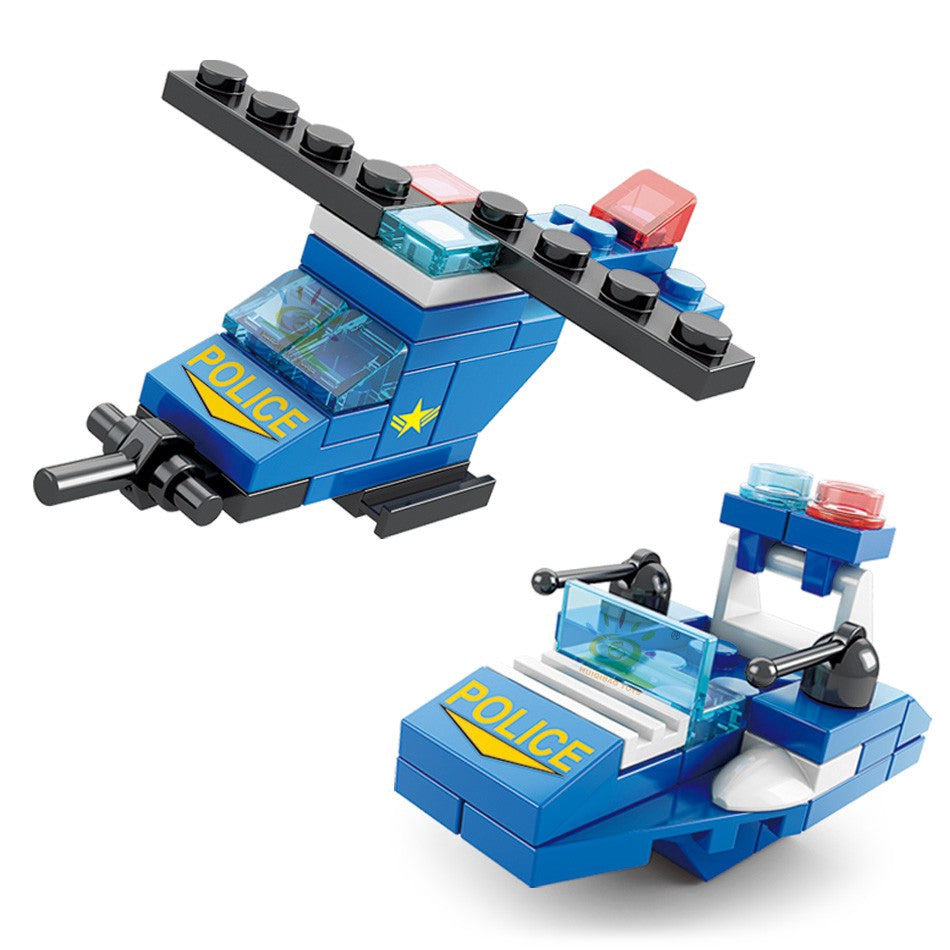 147pcs 6in 1 City Police Series Car Model Small Particle Building Blocks Assembling Children Bricks Puzzle Toys Gift