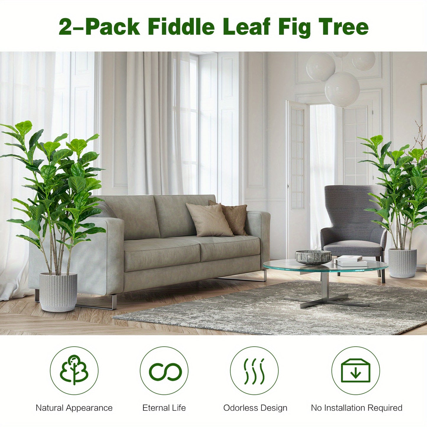 Ensemble de 2 arbres artificiels Lifezeal de 51 pouces pour l'int¨¦rieur et l'ext¨¦rieur