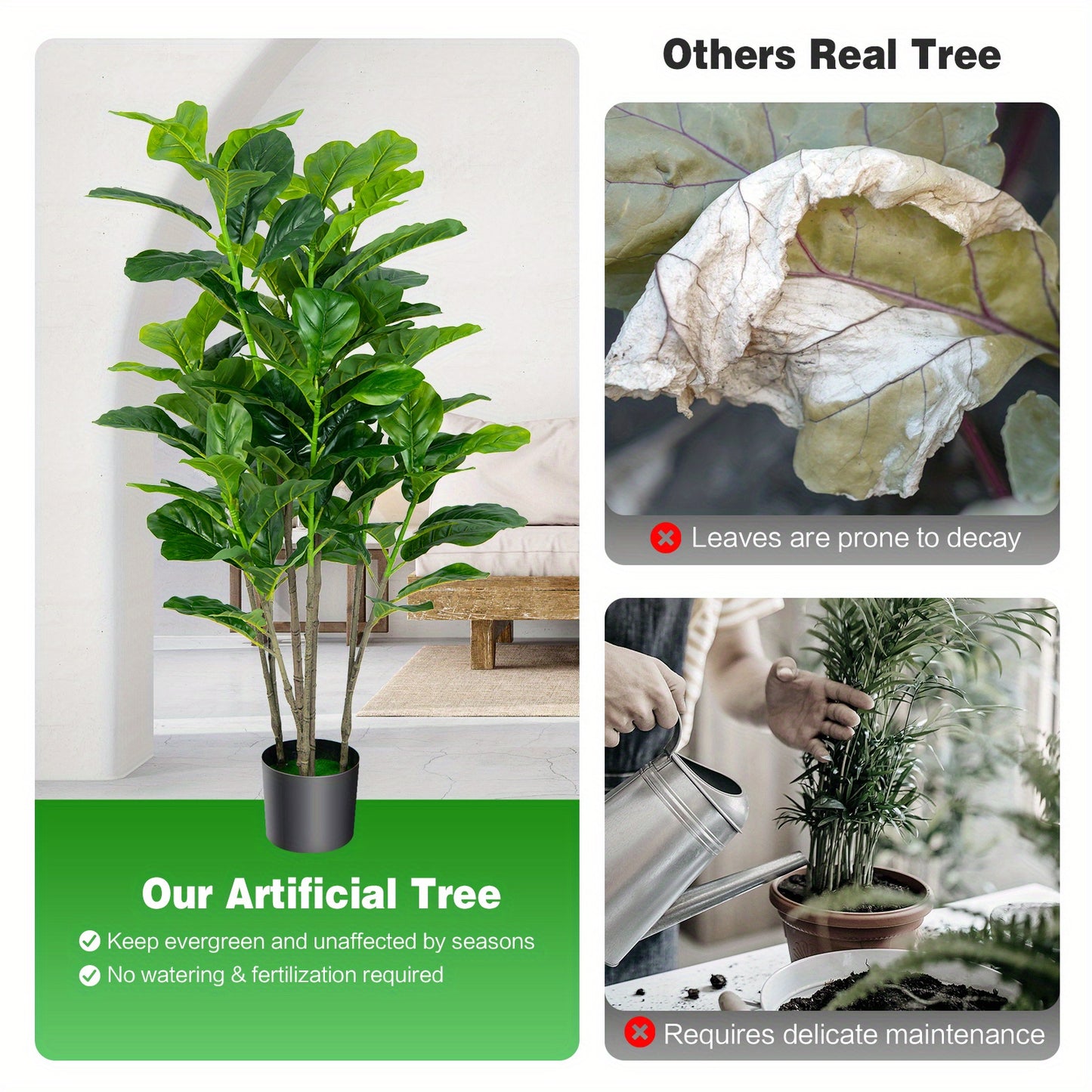 Ensemble de 2 arbres artificiels Lifezeal de 51 pouces pour l'int¨¦rieur et l'ext¨¦rieur