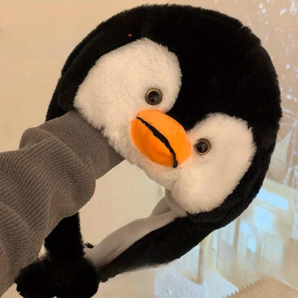 Cute, Cozy Frosty Fun Penguin Plush Hat for Autumn & Winter - Ear Protection for Outdoor Fun & Parties