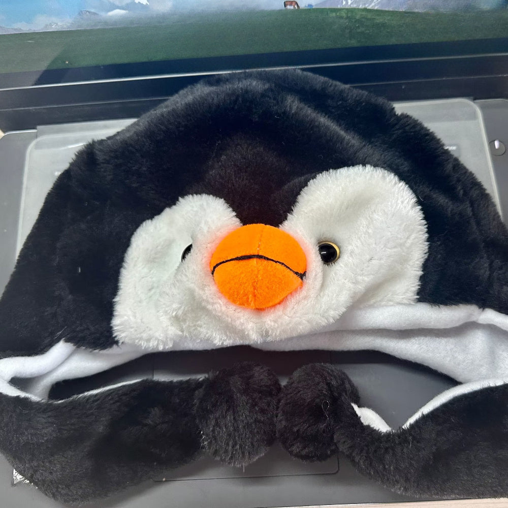 Cute, Cozy Frosty Fun Penguin Plush Hat for Autumn & Winter - Ear Protection for Outdoor Fun & Parties