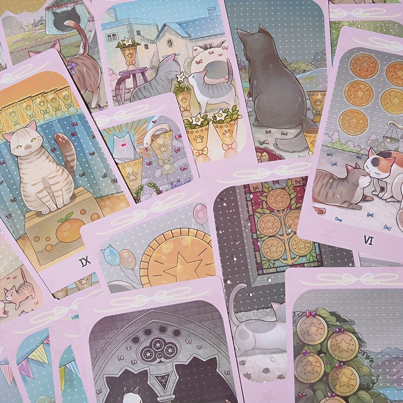 DREAMING CAT TAROT, 78 Card Standard Size Fortune Telling Card Party Game, Fortune Telling Board Game Halloween, Thanksgiving, Christmas Gift