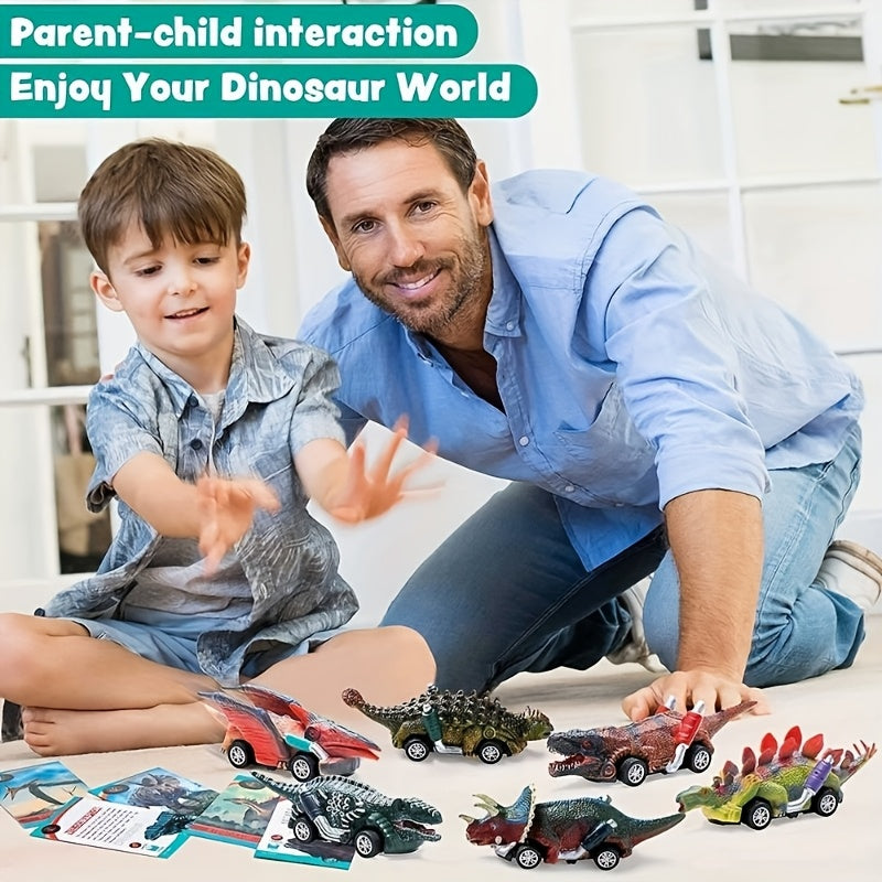6pcs dinosaur spinning toy car, ideal for Halloween\u002FChristmas gifts