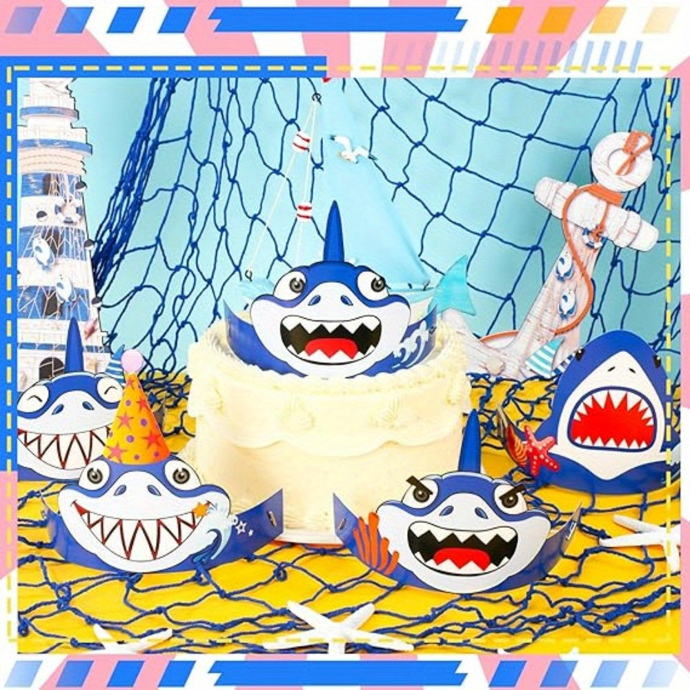 9pcs of Cartoon Shark Hats, Party Hats Decorations, Party Decoration Supplies