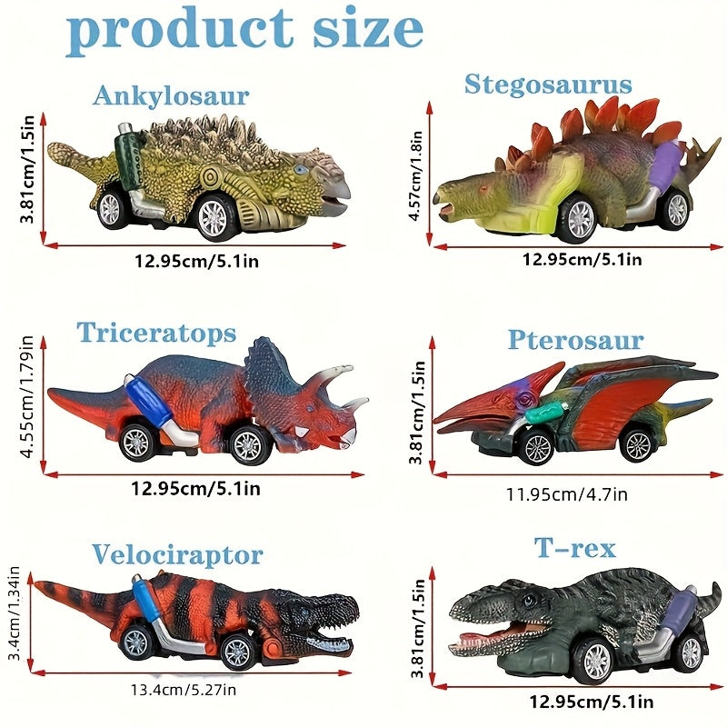 6pcs dinosaur spinning toy car, ideal for Halloween\u002FChristmas gifts