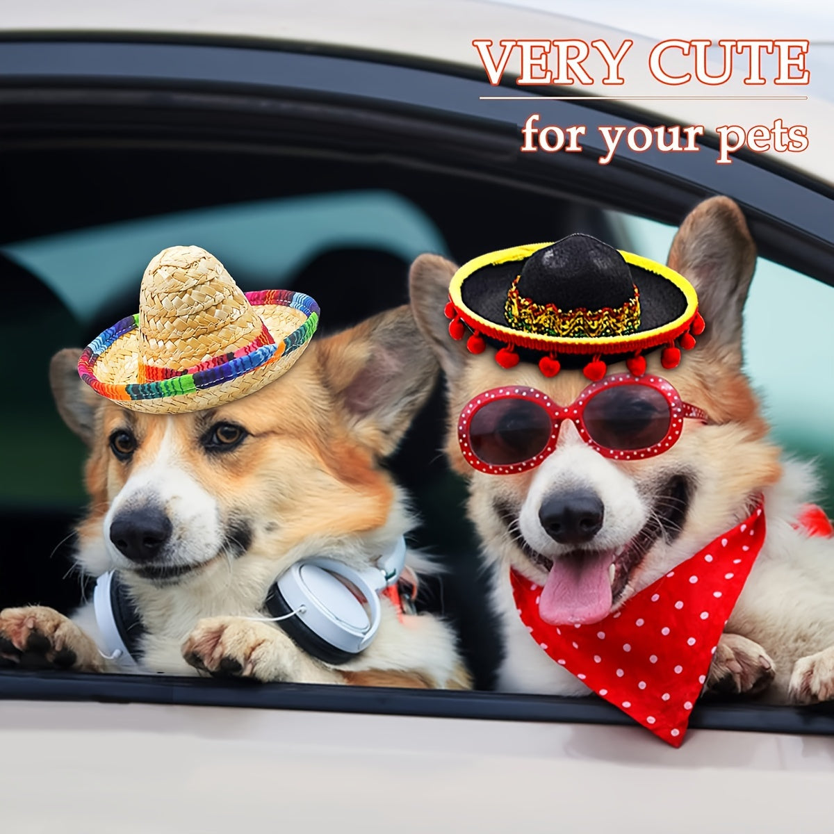 3pcs Glamorous Carnival & Fiesta Party Hats - Colorful Mini Sombreros for Birthday Celebrations, Polyester
