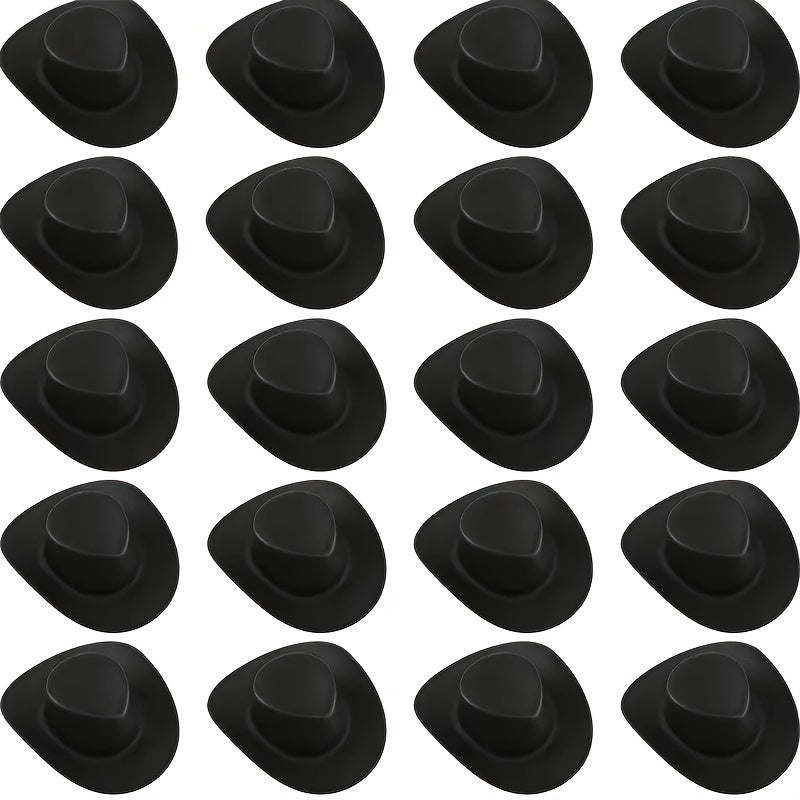 20pcs, Plastic Mini Cowboy Cowgirl Hat For Crafts, Miniature Western Cowgirl Hats, Tiny Dress Hat For Party Decoration
