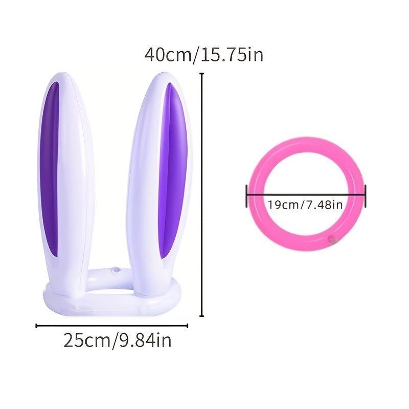 5pcs\u002Fset Inflatable Bunny Ear Hats and Ring Toss Set, Creative and Funny Activity Props for Family Gatherings and Holiday Events