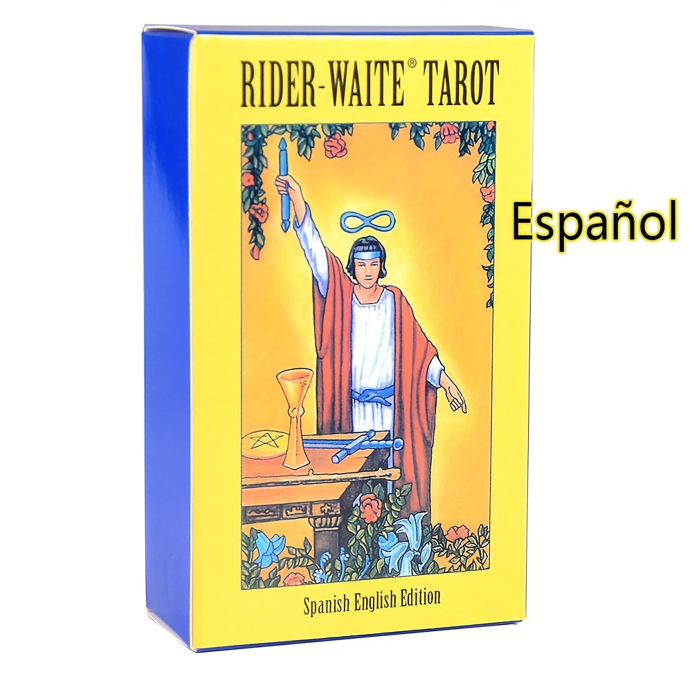 Rider-Waite Tarot Cards Deck, Spanish & English Edition, Portable Size, 78 Cards for Divination and Gameplay - Vibrant Illustrations, Durable Cardstock, Includes Instruction Sheet - 1pc