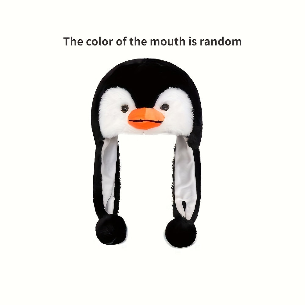 Cute, Cozy Frosty Fun Penguin Plush Hat for Autumn & Winter - Ear Protection for Outdoor Fun & Parties