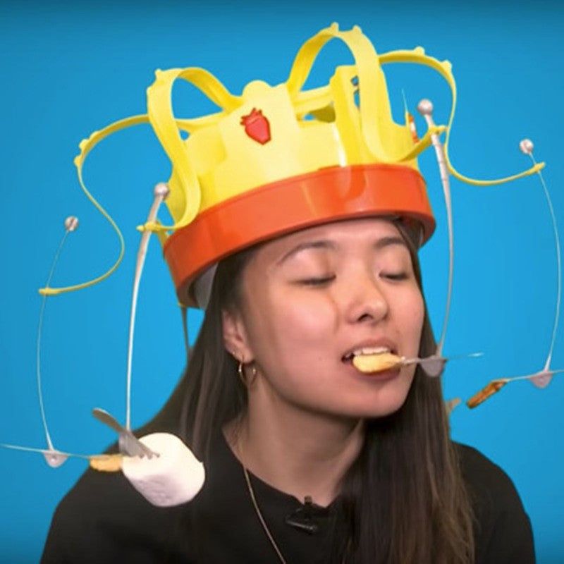 Crown Shape Rotating Food Hat Eat the Spinning Snacks Before the Music Stops for Children Play Cartoon Hat