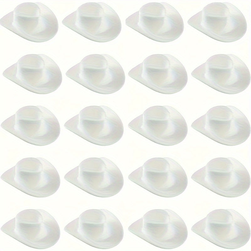 20pcs, Plastic Mini Cowboy Cowgirl Hat For Crafts, Miniature Western Cowgirl Hats, Tiny Dress Hat For Party Decoration