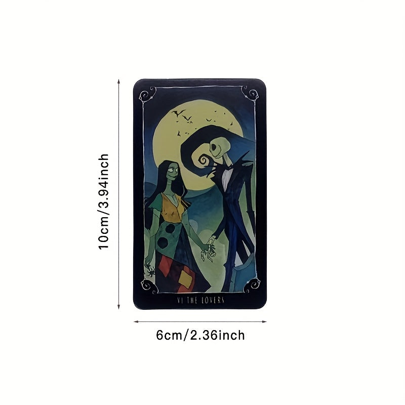 Disney Christmas Horror Night Skull Jack & Sally Tarot Card Party Gift Card for Valentine'S Day, New Year, and Birthday Party Events, Beginner Divination Tarot Card Game Card Set Party Gifts