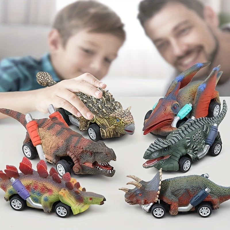 6pcs dinosaur spinning toy car, ideal for Halloween\u002FChristmas gifts