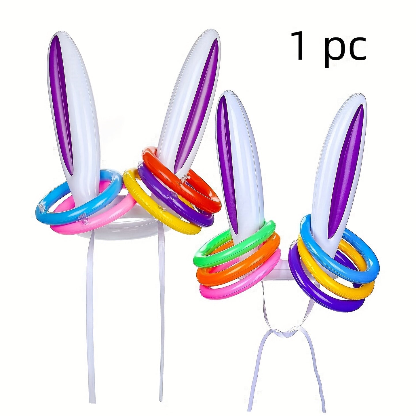 5pcs\u002Fset Inflatable Bunny Ear Hats and Ring Toss Set, Creative and Funny Activity Props for Family Gatherings and Holiday Events