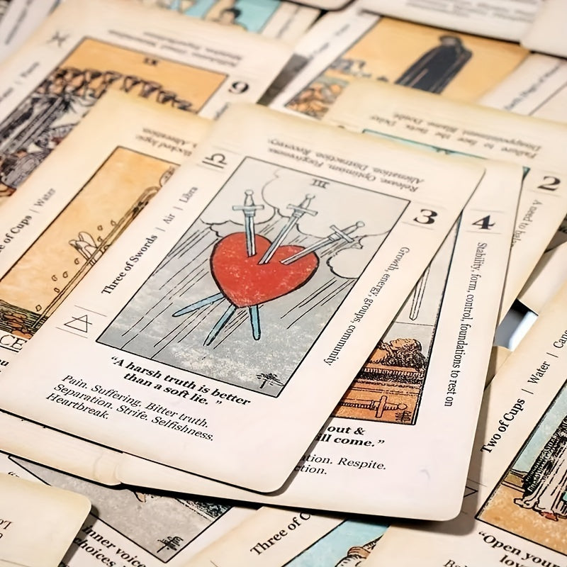 Beginner's Tarot Card Set with Keywords - Fortune Telling Board Game for Insight & Guidance