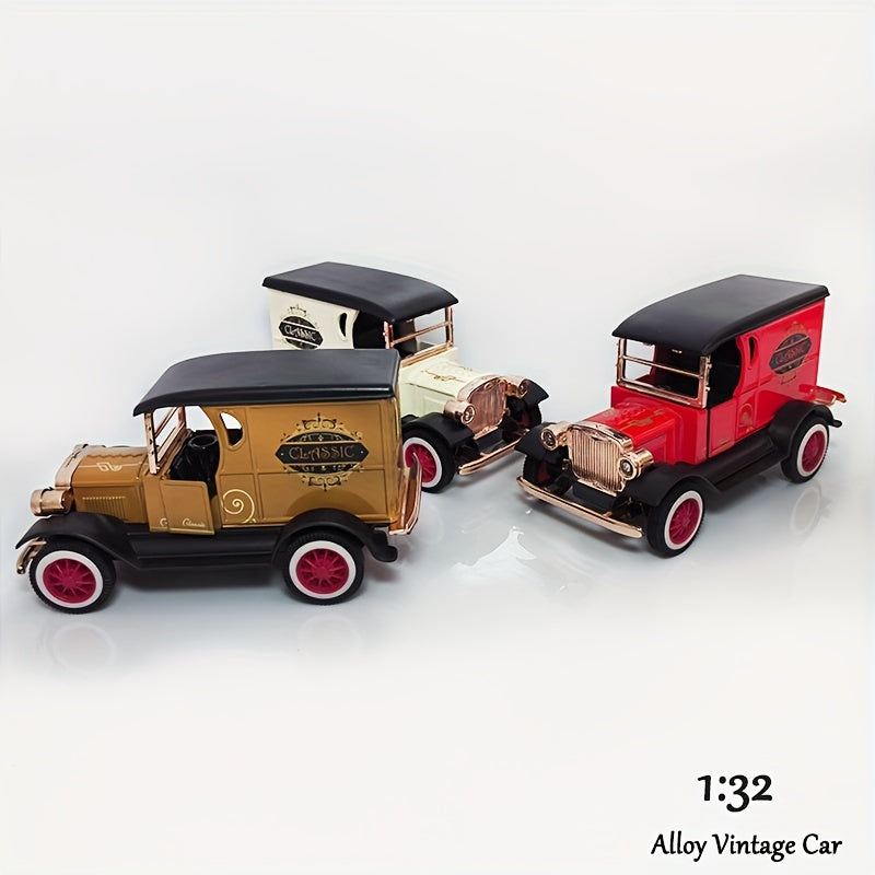 Retro Era 1:32 Alloy T-shaped Vintage Old Car Model Toy - Reversing Nostalgic Toy Car - Birthday, Christmas, Holiday Gift