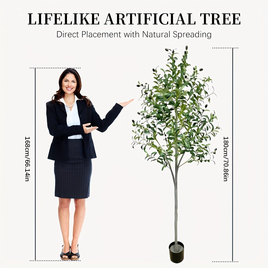 Arbre d'Olive Artificiel, Plante en Soie de 6 Pieds avec Feuilles et Fruits pour D¨¦coration Int¨¦rieure Moderne, Id¨¦al pour No?l