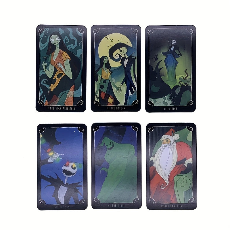 Disney Christmas Horror Night Skull Jack & Sally Tarot Card Party Gift Card for Valentine'S Day, New Year, and Birthday Party Events, Beginner Divination Tarot Card Game Card Set Party Gifts