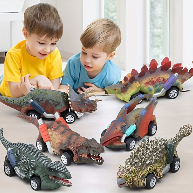 6pcs dinosaur spinning toy car, ideal for Halloween\u002FChristmas gifts