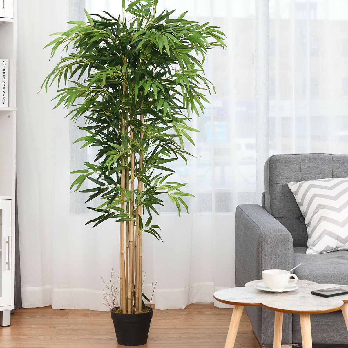 TANGKULA 5 Pieds Bambou Artificiel Soie Arbre Vert Int¨¦rieur-Ext¨¦rieur D¨¦coration Maison Planteur D¨¦coratif