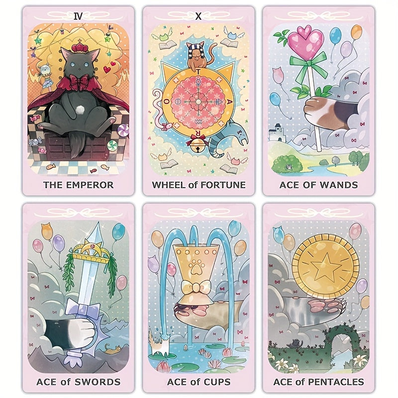 DREAMING CAT TAROT, 78 Card Standard Size Fortune Telling Card Party Game, Fortune Telling Board Game Halloween, Thanksgiving, Christmas Gift