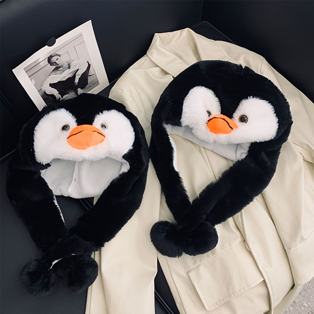 Cute, Cozy Frosty Fun Penguin Plush Hat for Autumn & Winter - Ear Protection for Outdoor Fun & Parties
