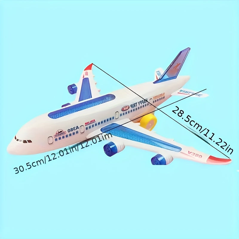 1pc Aeroplane Toy Airbus Electric Universal Plane, Dream Airbus Aviation Model Toy, Color: White, Material: Other Plastic