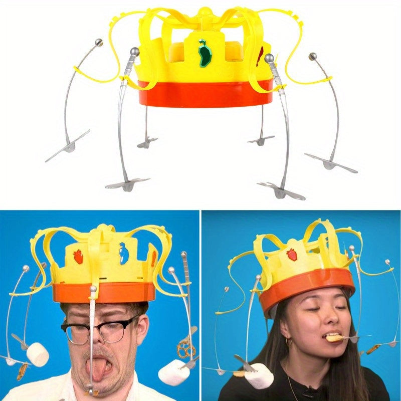 Crown Shape Rotating Food Hat Eat the Spinning Snacks Before the Music Stops for Children Play Cartoon Hat