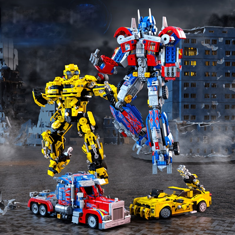 1000+pcs ABS Building Bricks Toy, 2-in-1 Transforming Car Model Building Set, Creative Construction Blocks for Home Decor, Durable Construction, Ideal Christmas\u002FHalloween\u002FThanksgiving Gift, Vibrant Display, Construction Toy Set