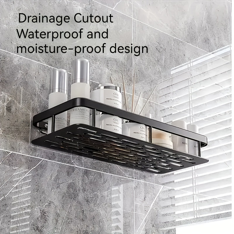 2pcs Black Rust-Proof Polished Metal Bathroom Shelves, Wall-Mounted No-Drill Hanging Shower Caddy for Shampoo, Conditioner, and Toiletries ¨C Space-Saving and Stylish Bathroom Organizer, Spacesaving Caddy | Sleek Shower Design | Durable Bathroom Item