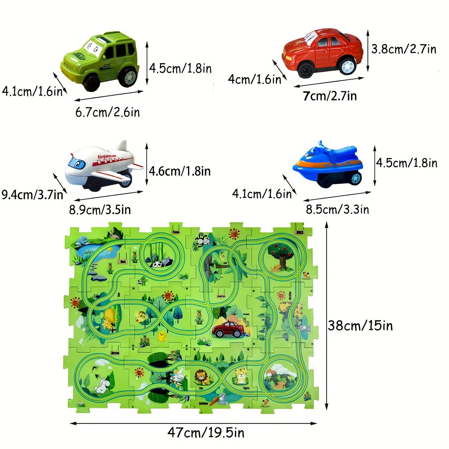 25pcs Puzzle Racer Car Track Set, Multiple Themes Jigsaw Puzzle Racer Car Track Set, Vehicle & Puzzle Board. Gift(Batteries Not Included)