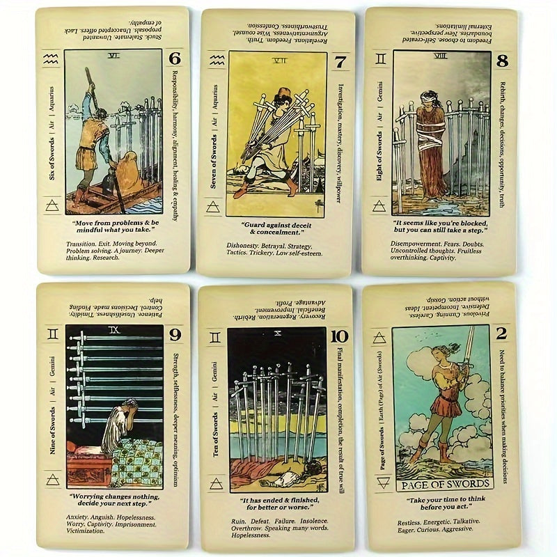 Beginner's Tarot Card Set with Keywords - Fortune Telling Board Game for Insight & Guidance