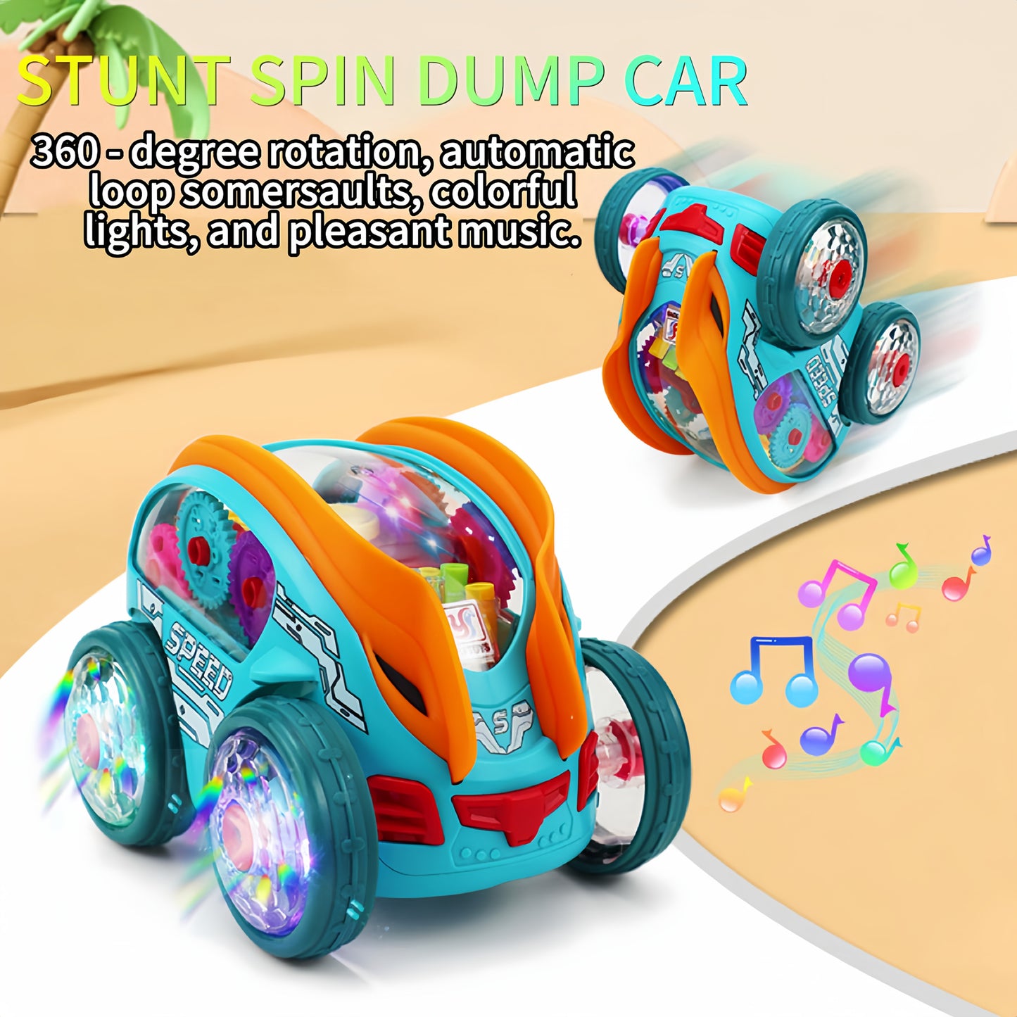 An Automatic Dump Truck Toy with Colorful Lights And Music, It Rolls Over by Itself And Is a Lot of Fun. It'S a Great Gift for Birthdays, Holidays, Christmas, Thanksgiving, Halloween, And Parties.