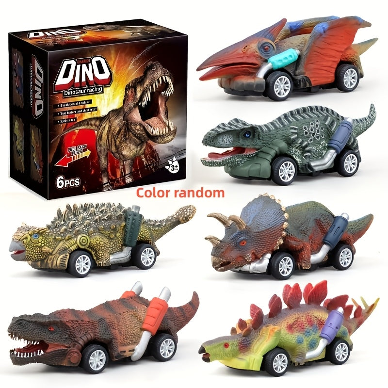 6pcs dinosaur spinning toy car, ideal for Halloween\u002FChristmas gifts