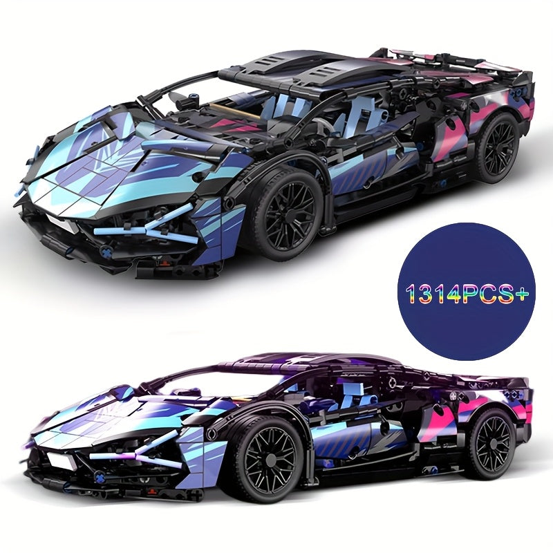1314pcs Technology Series Classic Cyber Style Racing Car Building Blocks City Famous Super Cars MOC Assembly Toy Easter Gift Birthday Present