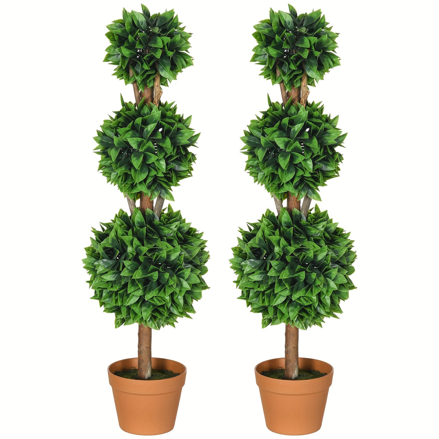 Ensemble de 2 boules topiaires artificielles en buis de 3 pi (35.5 po), plantes artificielles en pot, plantes vertes d¨¦coratives pour la maison, le bureau, l'int¨¦rieur, l'ext¨¦rieur, le salon, vert