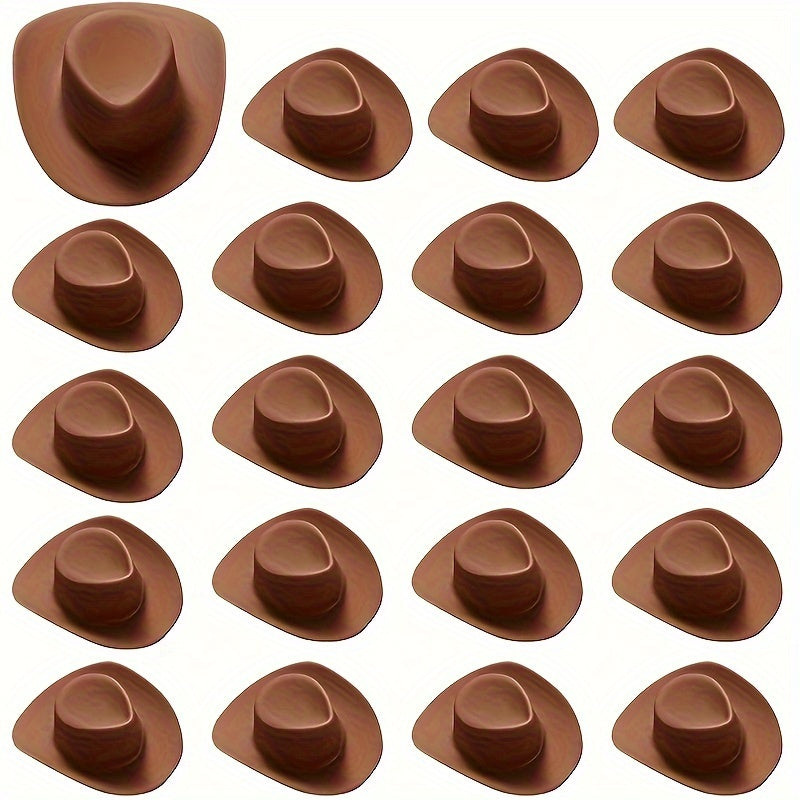 20pcs, Plastic Mini Cowboy Cowgirl Hat For Crafts, Miniature Western Cowgirl Hats, Tiny Dress Hat For Party Decoration