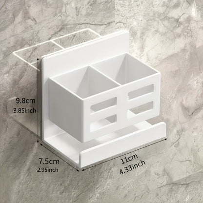 Perforated Plastic Wall-Mounted Cosmetic Storage Rack: Large Capacity, Easy Installation, No Punching, Suitable for Bathroom Use