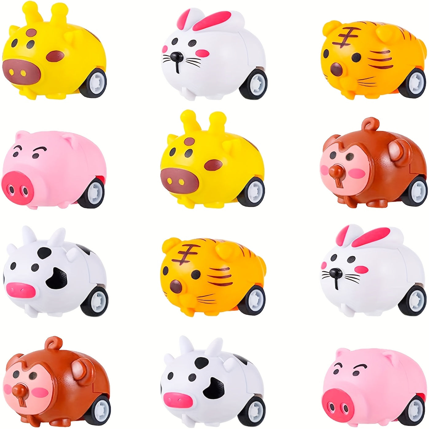 24pcs Easter Eggs with Pull Back Car Toys, Plastic Eggs with Cartoon Animal Vehicles for Kids Easter Egg Hunts, Easter Basket Stuffers Fillers, Easter Party Favor Classroom Prize Supplies