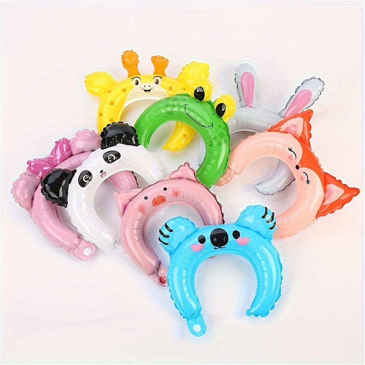 50pcs 10 Styles Zoo Animal Inflatable Headbands Wildlife Safari Balloon Hair Hoop Animals Balloons Hat for Jungle Theme Birthday Party Favors, Assorted Style, Easter Room Decor