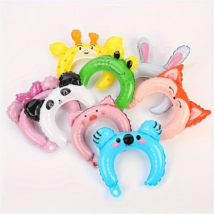 50pcs 10 Styles Zoo Animal Inflatable Headbands Wildlife Safari Balloon Hair Hoop Animals Balloons Hat for Jungle Theme Birthday Party Favors, Assorted Style, Easter Room Decor