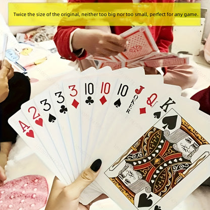 Jumbo Playing Cards for Indoor & Outdoor Fun - Durable Cardstock, Giant Size for Party Games & Holiday Entertainment, with Red & Black Design, Party Game Supplies|Traditional Playing Cards|Bold Suit Markings, Playing Cards Deck