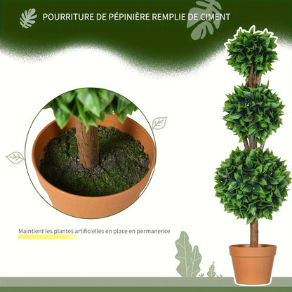 Ensemble de 2 boules topiaires artificielles en buis de 3 pi (35.5 po), plantes artificielles en pot, plantes vertes d¨¦coratives pour la maison, le bureau, l'int¨¦rieur, l'ext¨¦rieur, le salon, vert