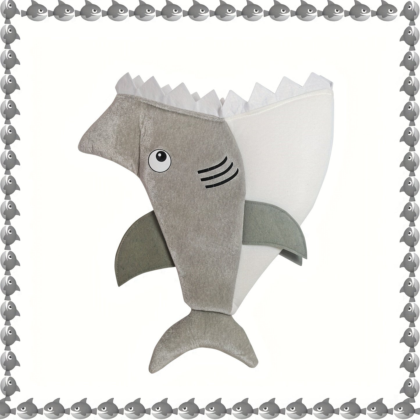 Vibrant Plush Gray Shark Hat - 1pc Cozy Cute Funny Party Animal Hat - Fish Novelty Submarine Ocean Themed Decoration