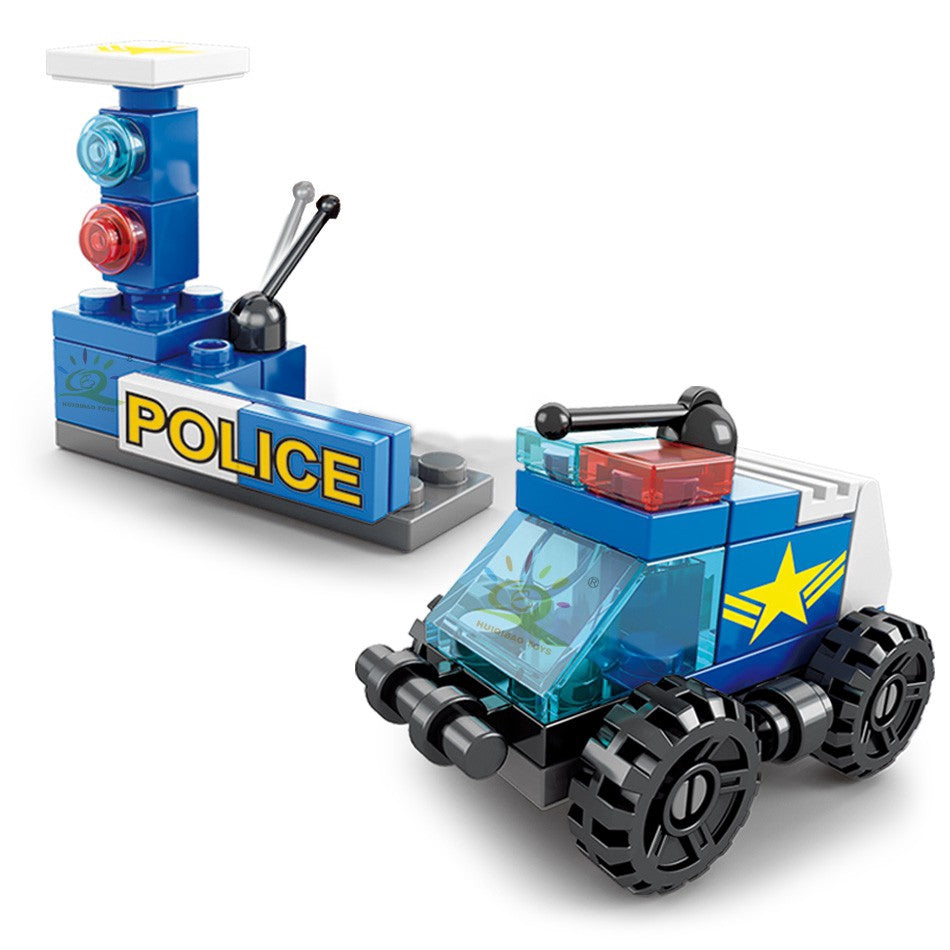 147pcs 6in 1 City Police Series Car Model Small Particle Building Blocks Assembling Children Bricks Puzzle Toys Gift